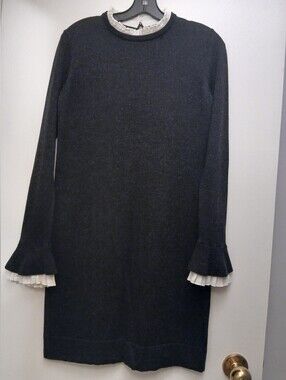 club monaco arnettie dress Club Monaco Arnettie Knit Sweater Dress Waist Tie Wool Bland Grey Sz M